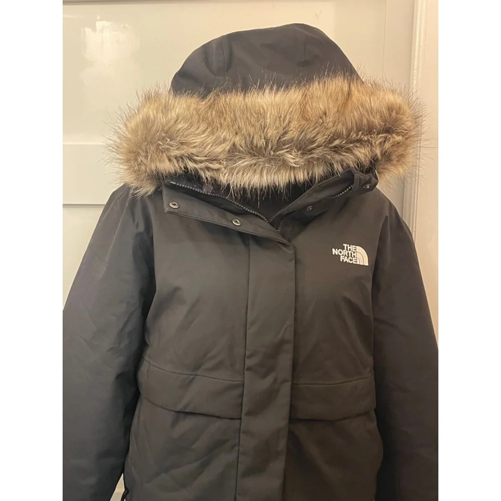 The North Face Arctic Bomber Jacket Womens XL Black Faux Fur Hood NWOT - Picture 5 of 12